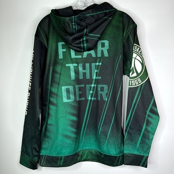 NBA Milwaukee Bucks Fear The Deer Hooded Sweatshirt Size XL Youth - Picture 4 of 10